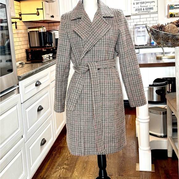 Cole Haan Jackets & Blazers - COLE HAAN Plaid Wool Coat with Blue/Maroon/Tan Accents - Size 8